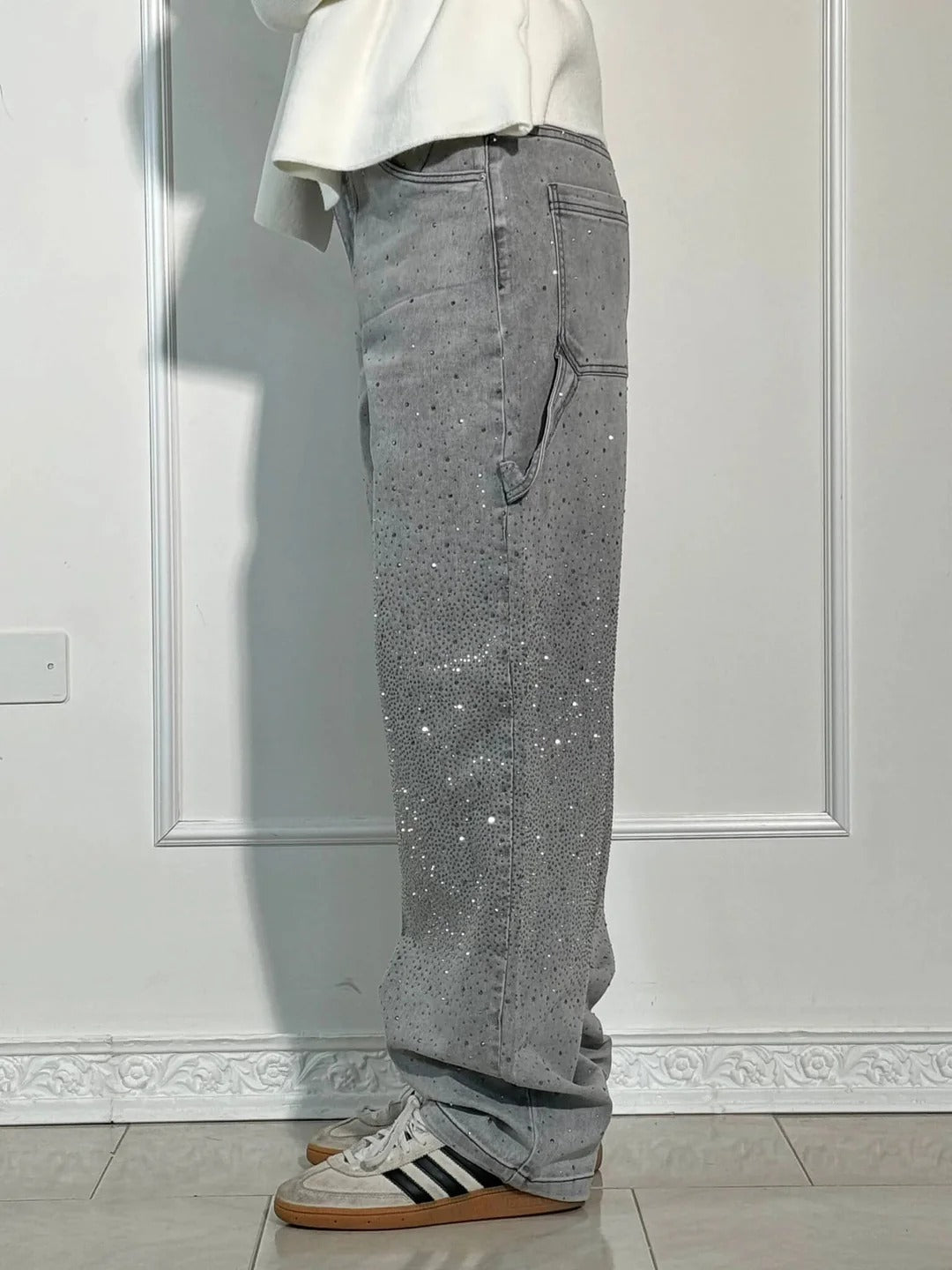 Tiana | Jeans anchos con brillantes