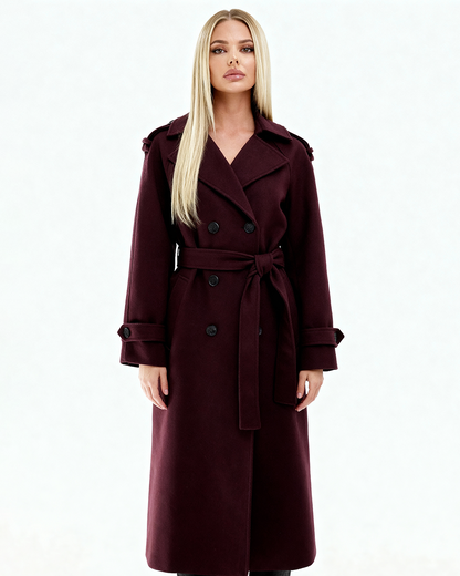 Nora | Gabardina elegante burdeos